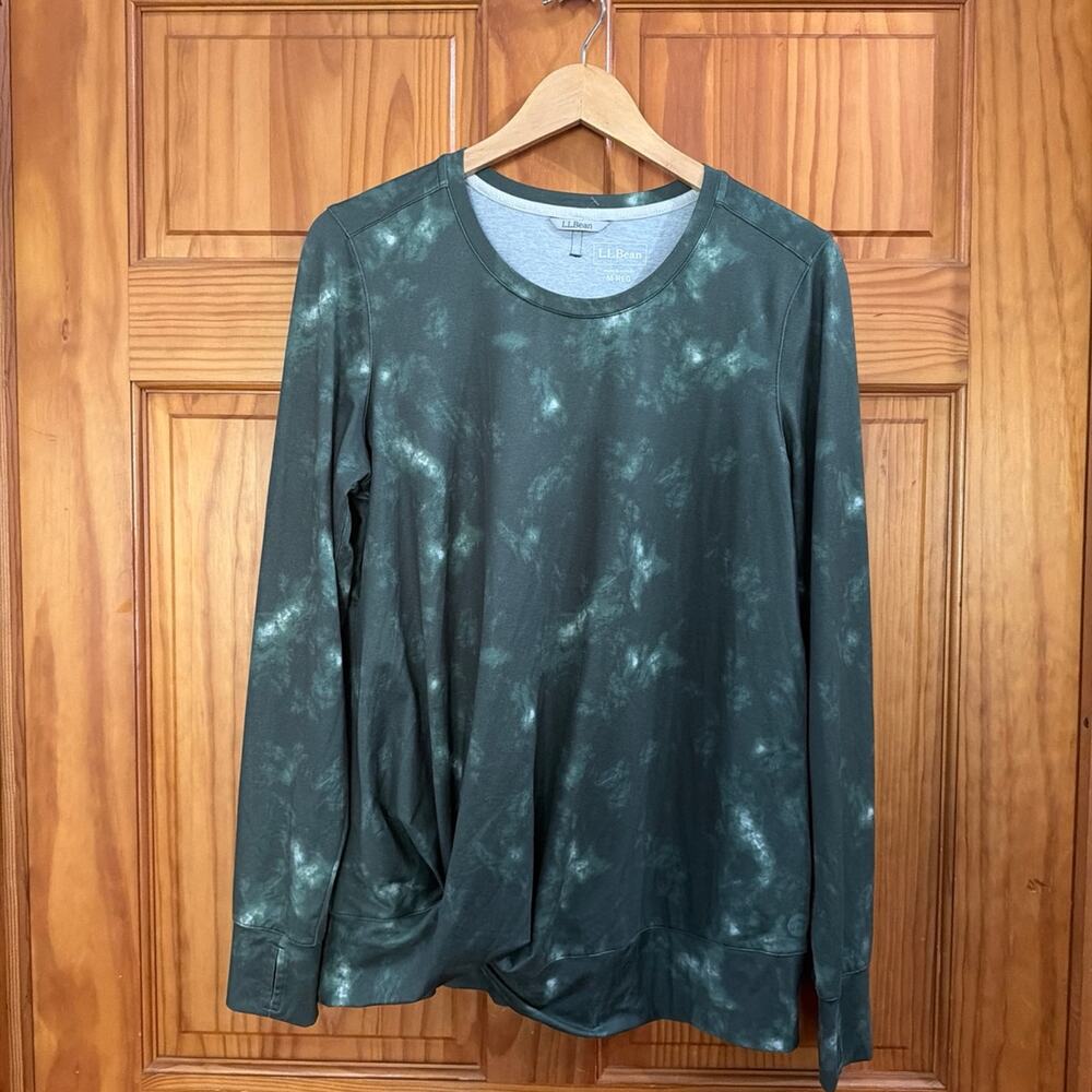 L.L.Bean Green Women's Athletic Long Sleeve Twist Front Top Size M-Reg